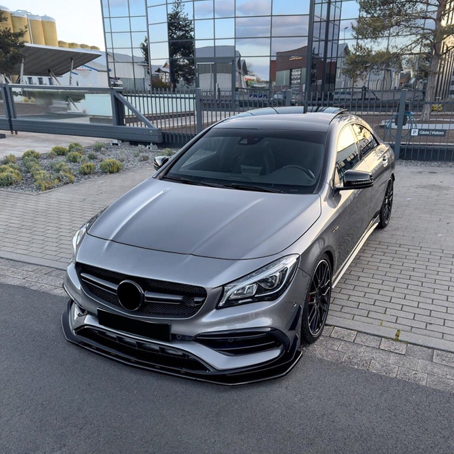 Front Bumper Spoiler Lip For Benz CLA Class C117 CLA200 260 CLA45 AMG 2016-2019