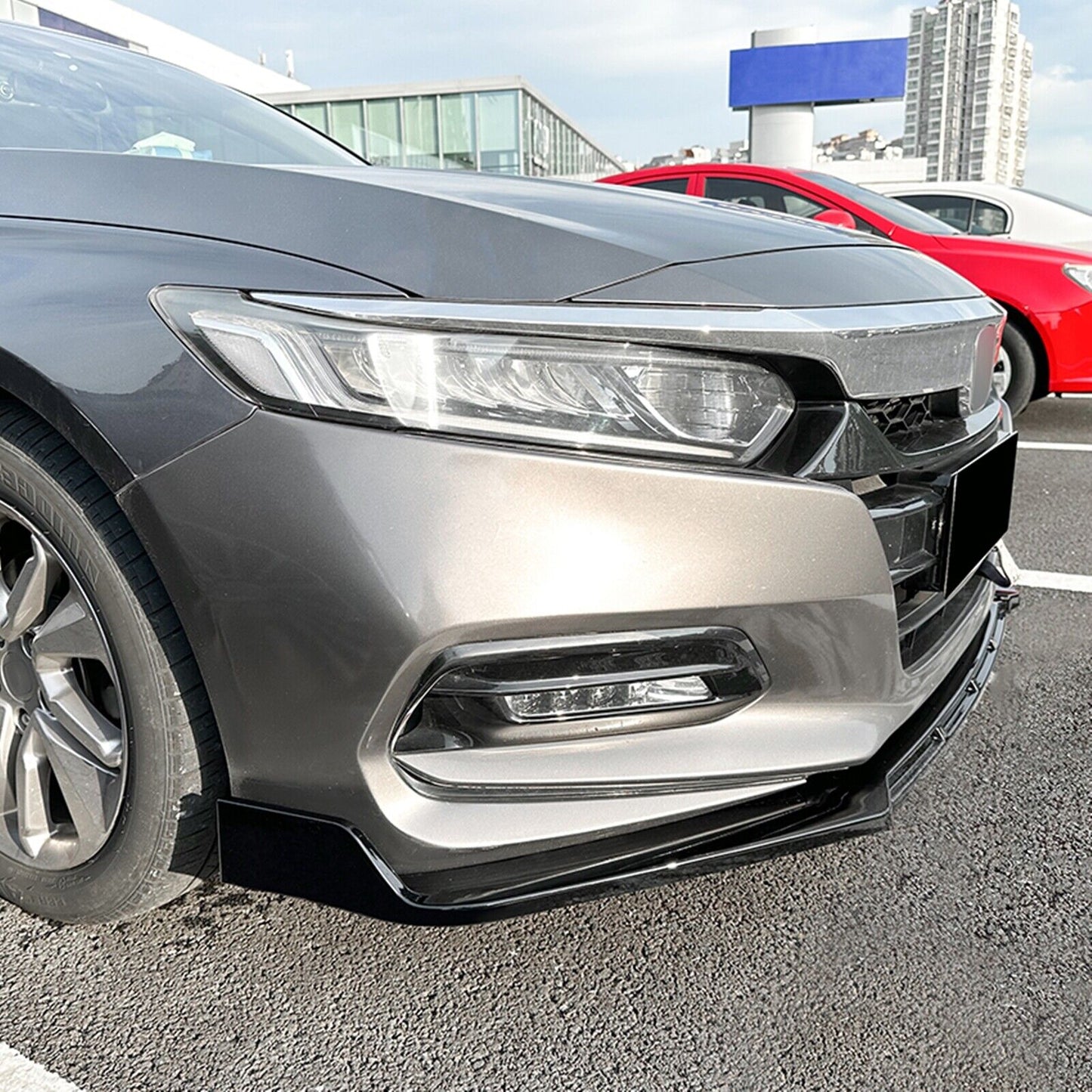 Car Front Bumper Spoiler Lip Kit For Honda Accord 10th 2018-2021 Gloss Black New