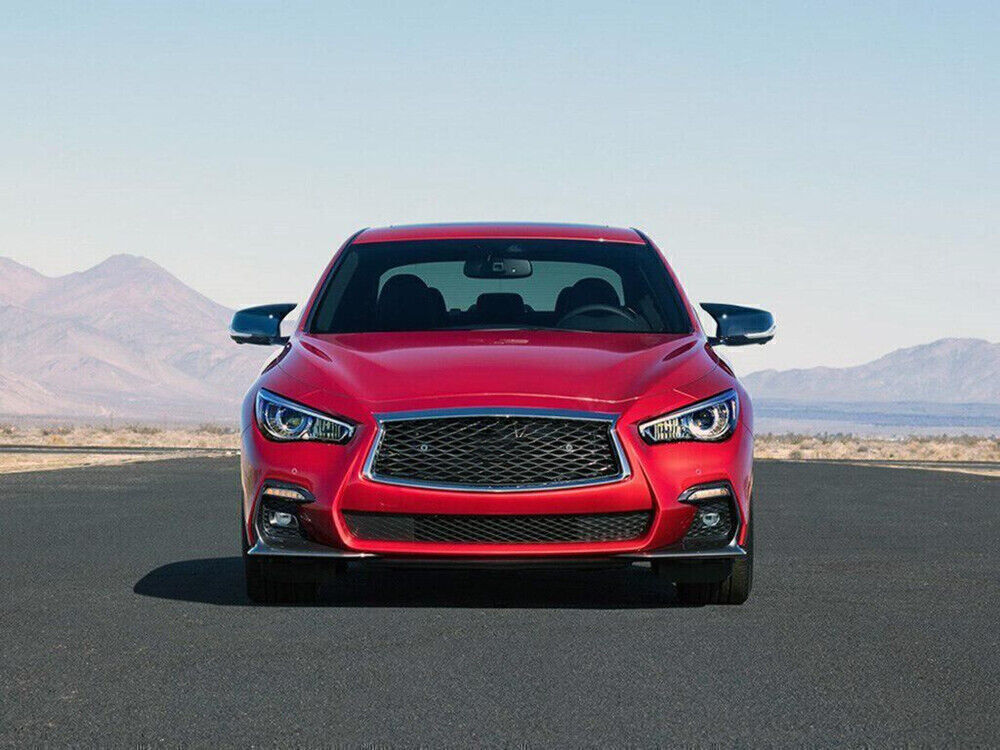 Rear Bumper Diffuser+Front Splitter Mirror Cover Kit For Infiniti Q50 2014-2017