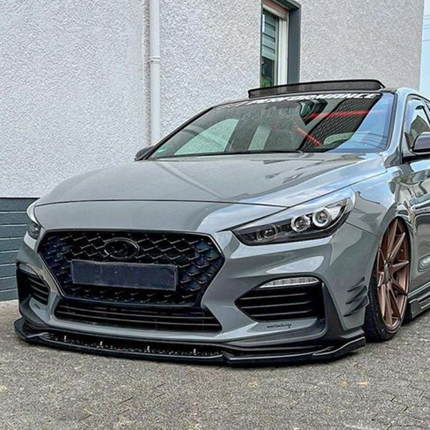 Gloss Black Front Bumper Spoiler Lip For Hyundai I30N MK3.5 Hatchback 2020-2022