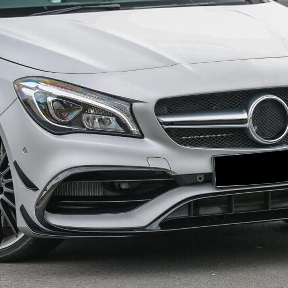 Black Front Bumper Spoiler Air Vent Trim Set For Benz CLA C117 CLA200 2016-2019