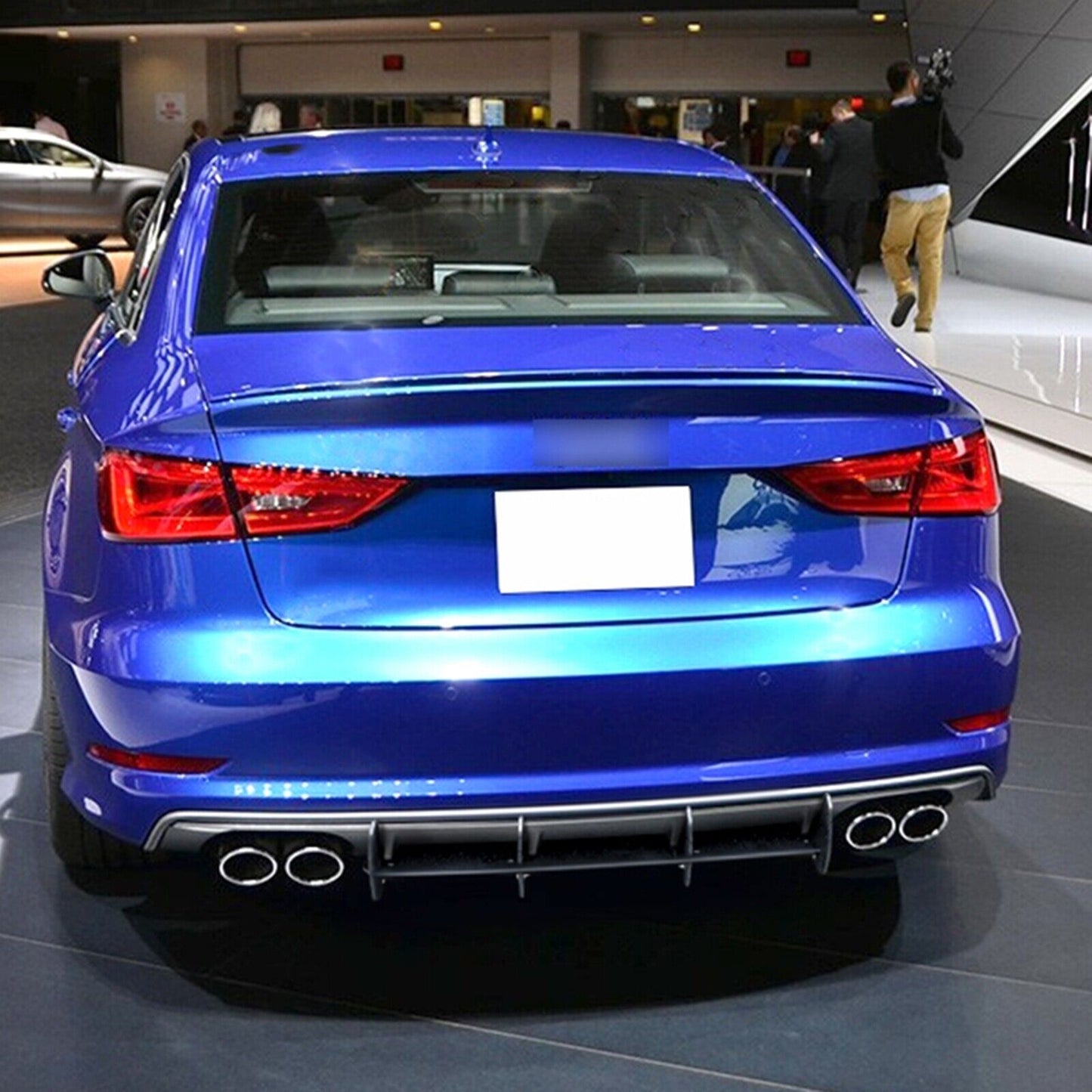 Rear Bumper Diffuser Lip Shark Fin Kit For Audi 8V Sedan 2013-2015 Glossy Black