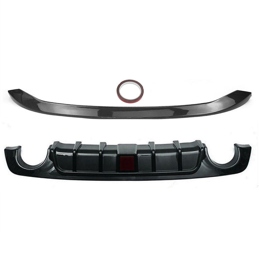 Carbon Fiber Rear Bumper Diffuser W/ LED Trunk Spoiler Kit For Infiniti Q50 2018-2023