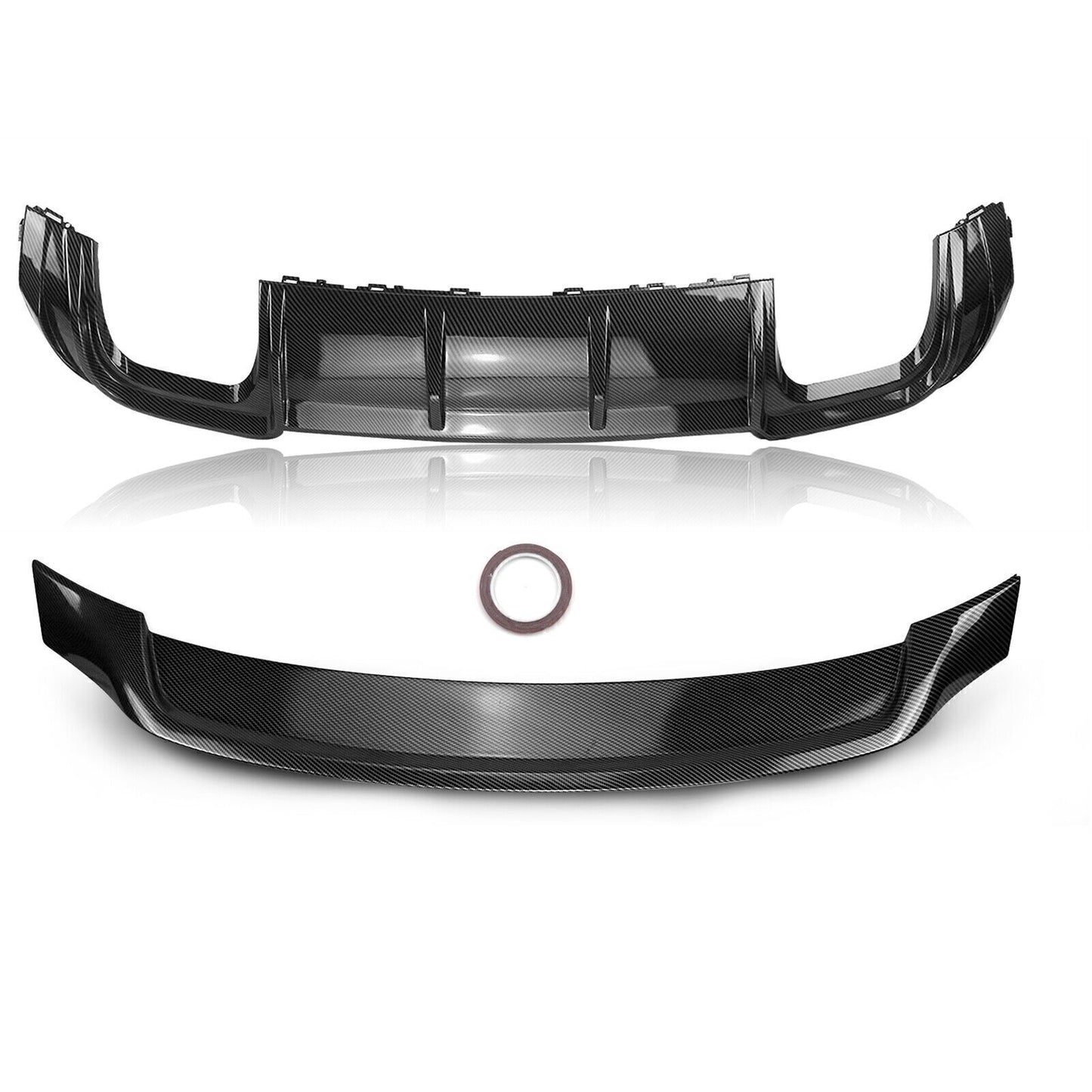 Glossy Black Rear Bumper Diffuser+Spoiler Wing Lip Kit For Audi A3 RS3 2017-2018