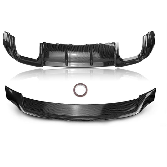 Glossy Black Rear Bumper Diffuser+Spoiler Wing Lip Kit For Audi A3 RS3 2017-2018