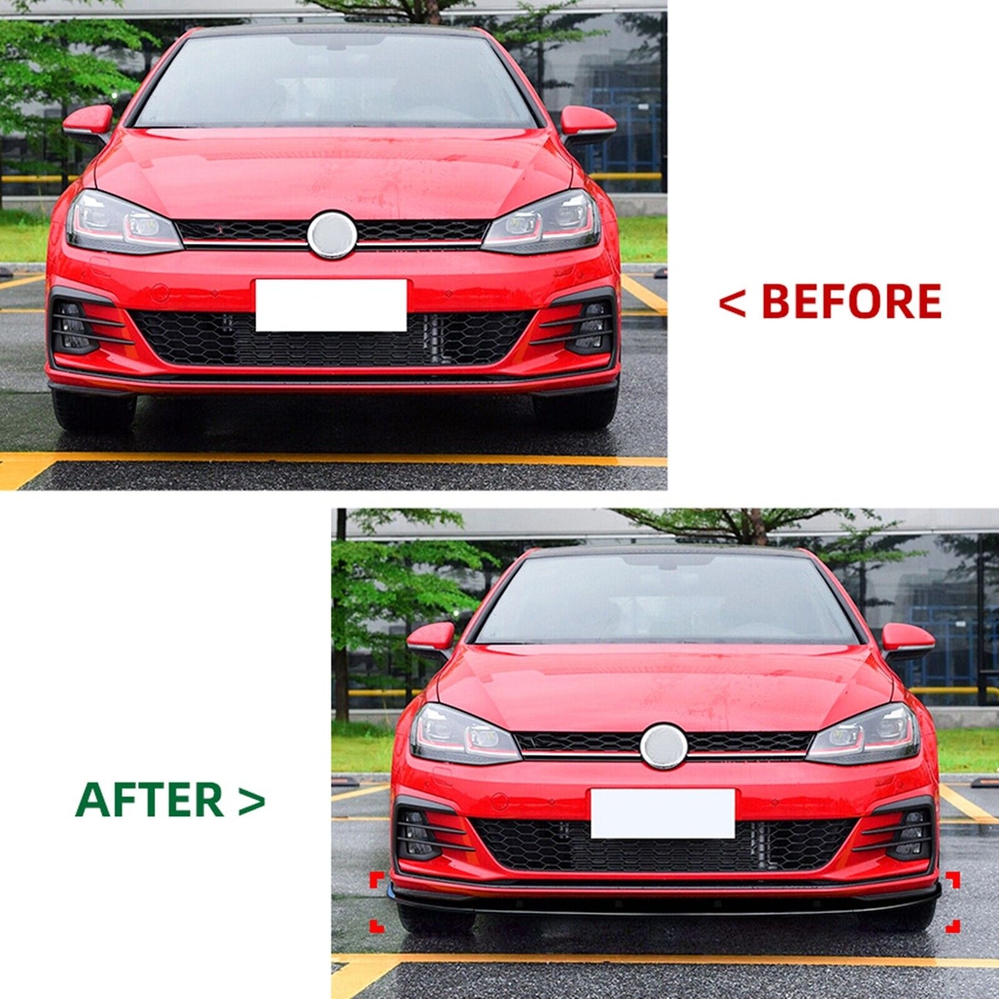 Front Bumper Splitter Lip Kit For Golf MK7.5 GTI R Rline 2017-2019 Carbon Look