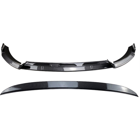 Front Lip + Rear Trunk Spoiler Wing For Benz GLE Class W167 C167 2020-23 Carbon Fiber