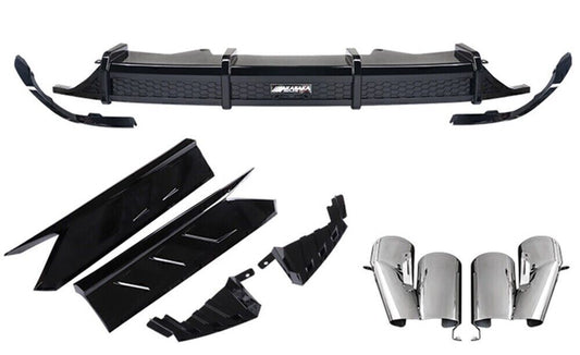 1Set Rear Diffuser+Exhaust Pipe+Black Side Cover Trim Lip For Honda Accord 18-21