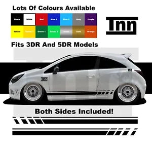 For Vauxhall Corsa VXR SRI SXI Side Stripe Stickers Graphics Decals Car Tiger